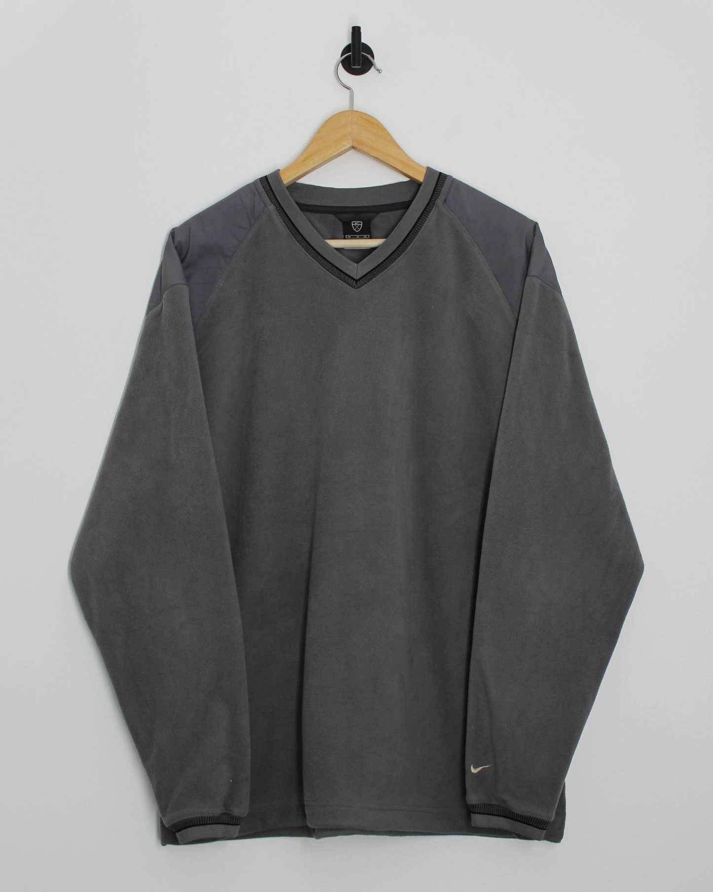 00s Nike Grey V-Neck Pullover Fleece (L)