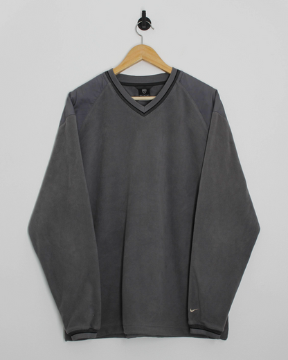 00s Nike Grey V-Neck Pullover Fleece (L)