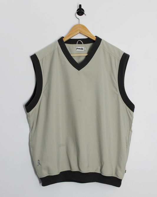 00s Ping Beige/Grey V-Neck Golf Vest (L)