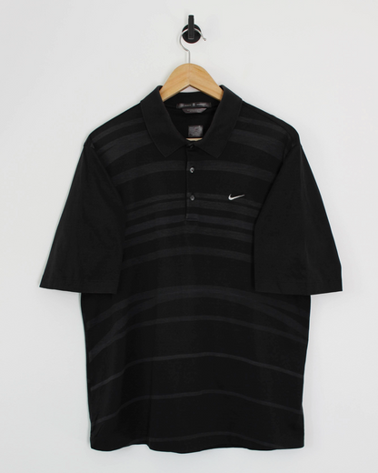 00s Nike Tiger Woods Black Patterned Polo-Shirt (M)