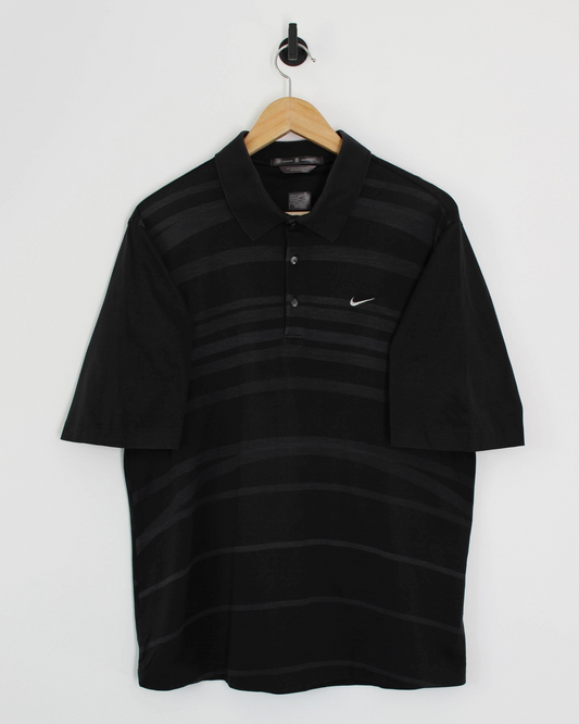 00s Nike Tiger Woods Black Patterned Polo-Shirt (M)