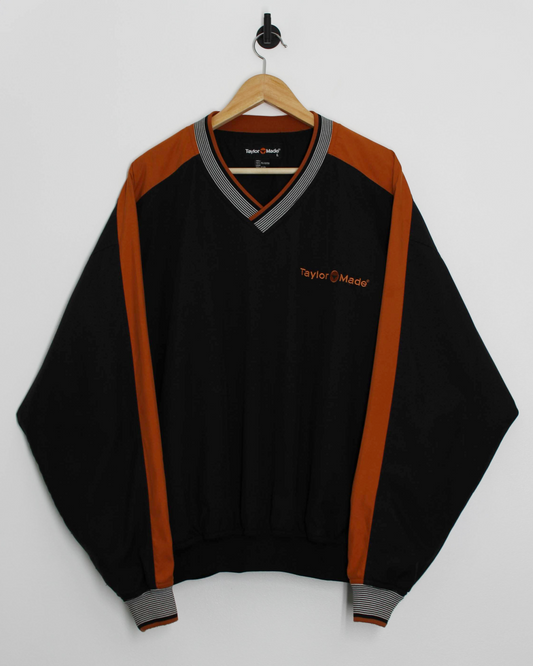 90s TaylorMade Black/Orange V-Neck Windbreaker (L)