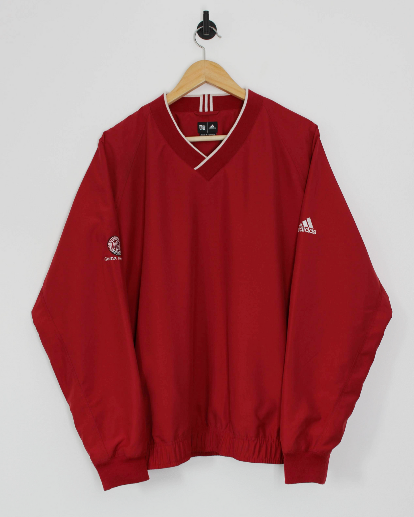 00s Adidas Geneva National Red V-Neck Windbreaker (M)