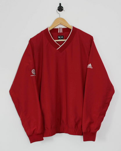 00s Adidas Geneva National Red V-Neck Windbreaker (M)