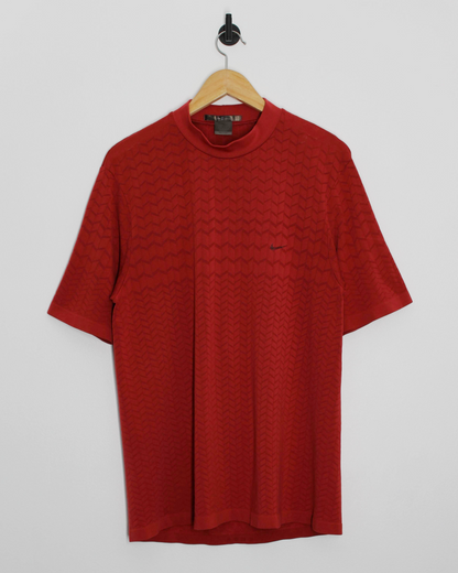 00s Nike Tiger Woods Red Patterned Mock Neck Golf Top (L)