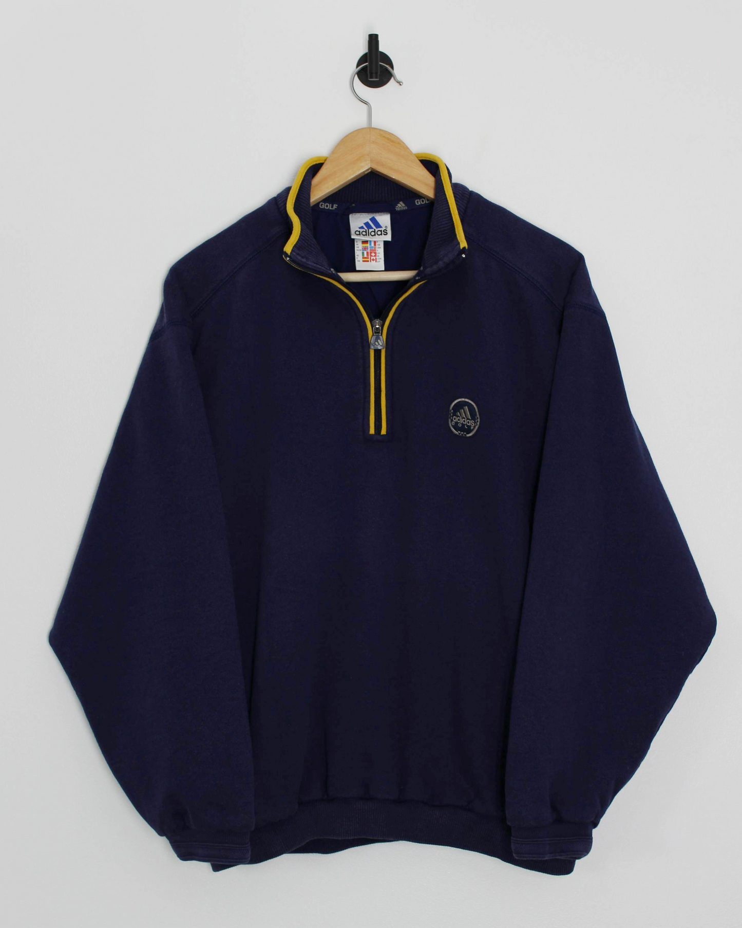 00s Adidas Navy/Yellow Quarter Zip Jumper (XS/S)