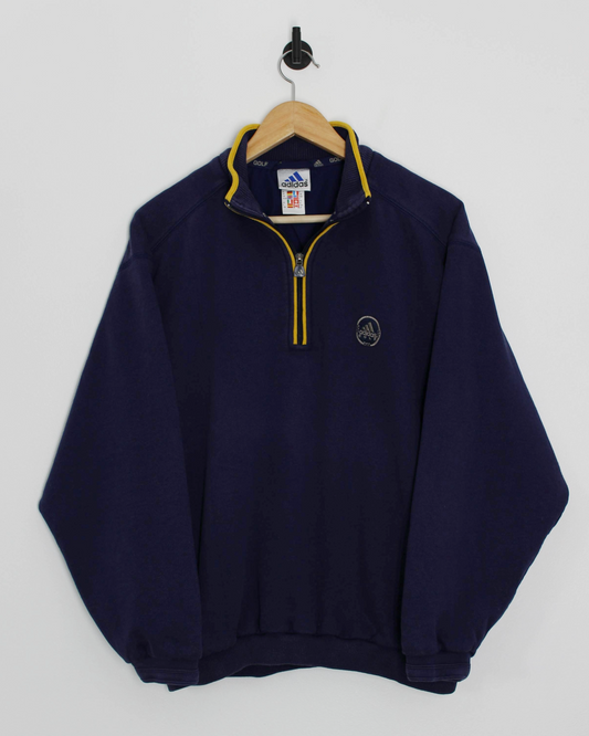 00s Adidas Navy/Yellow Quarter Zip Jumper (XS/S)