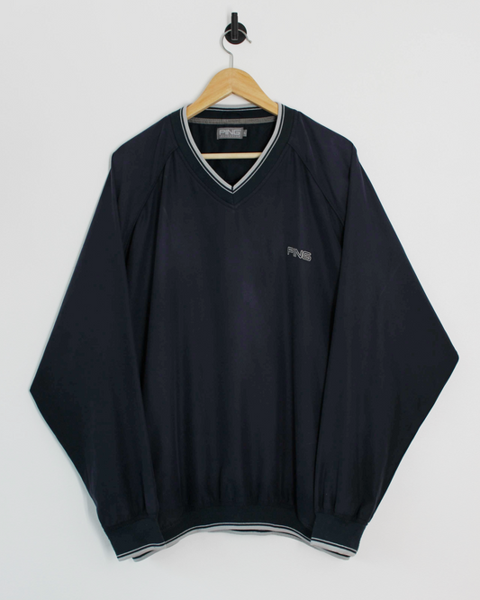 00s Ping Navy V-Neck Windbreaker (XL)