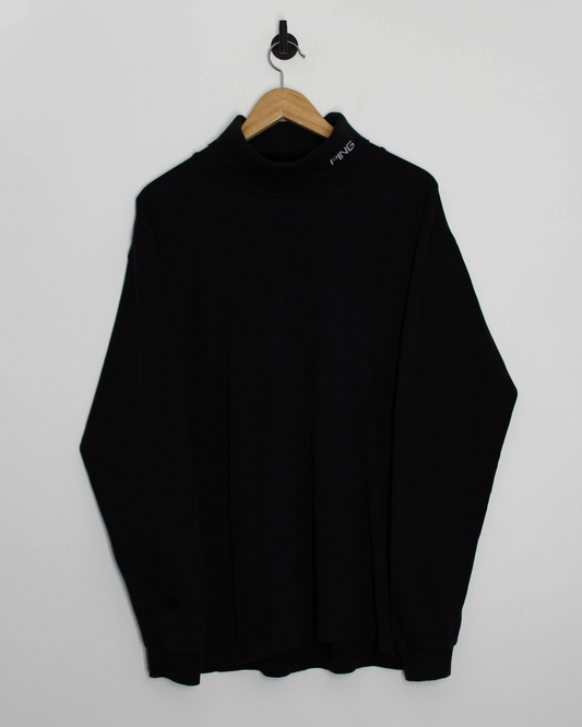00s Ping Black Long Sleeve Turtle Neck Golf Top (L)