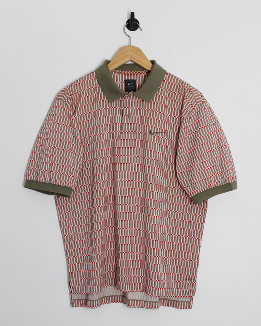 90s Nike Tiger Woods Yin Yang Red/Green Abstract Polo-Shirt (S)