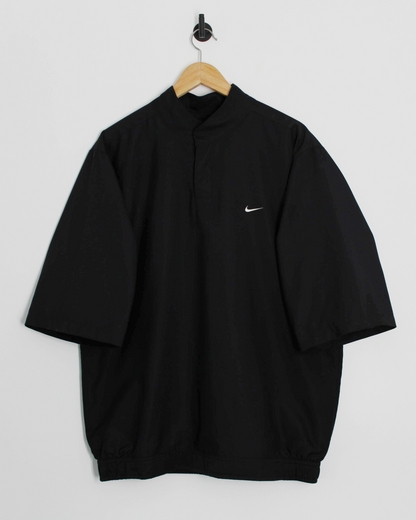 00s Nike Shield Logo Black Short Sleeve Windbreaker (L)
