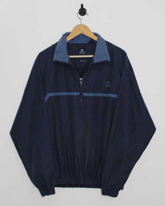 90s Pebble Beach Navy/Blue Quarter Zip Windbreaker (M)