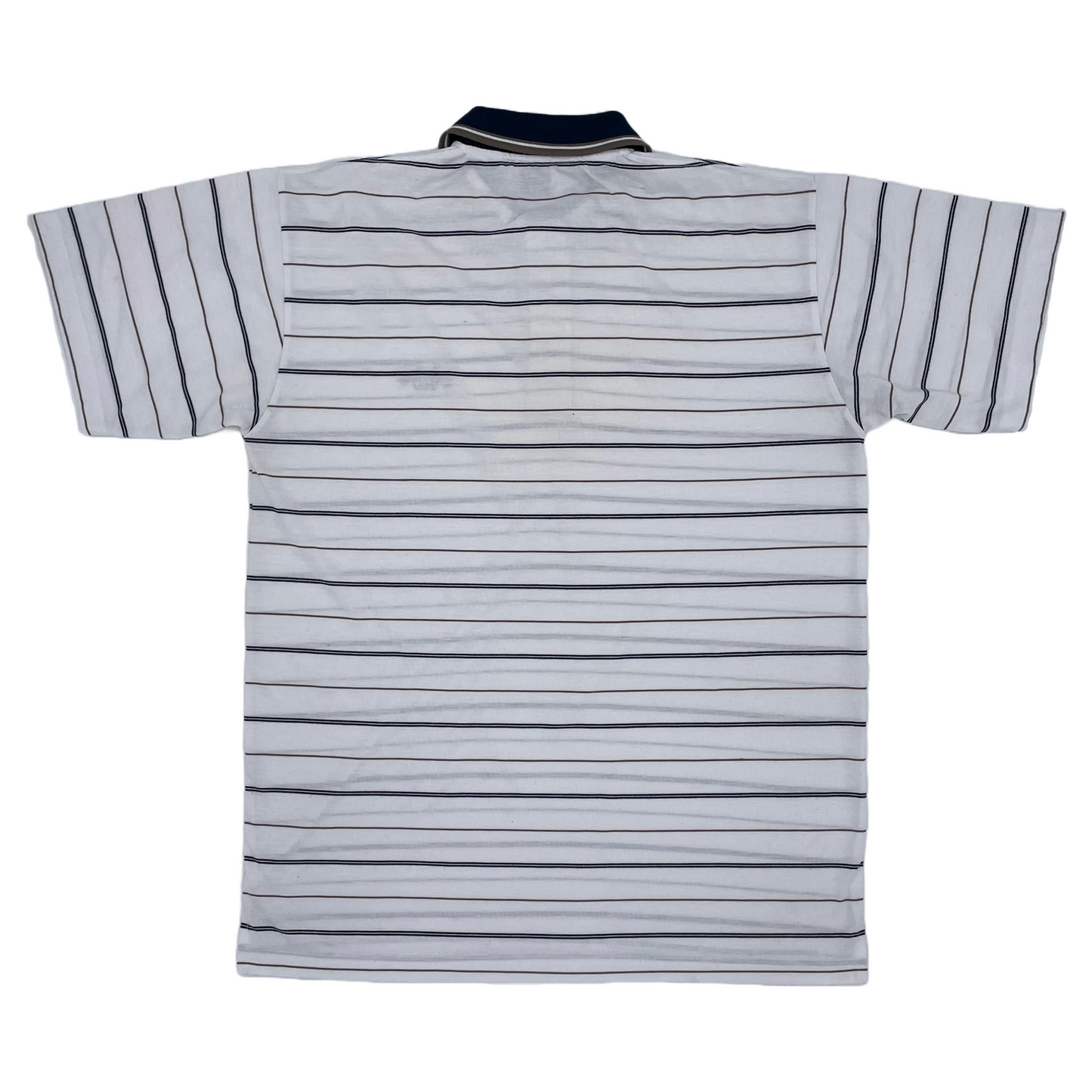 Callaway White/Blue/Gold Striped polo-Shirt (XL)