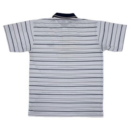 Callaway White/Blue/Gold Striped polo-Shirt (XL)