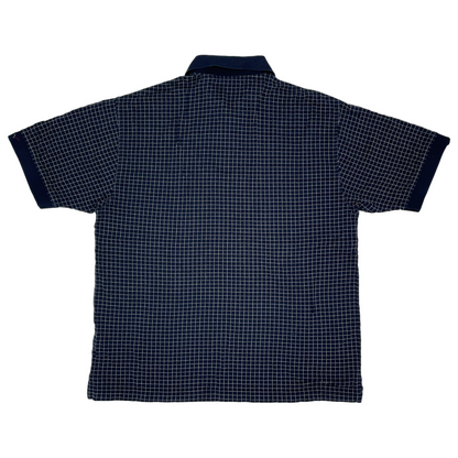 Greg Norman Navy/White Chequered Polo-Shirt (M)