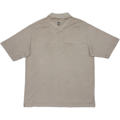 Nike Tiger Woods White/Yellow Striped Polo-Shirt (L)