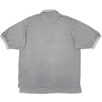 Nike White/Black Striped Polo-Shirt (XL)