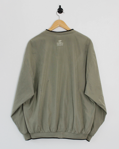 90s Pebble Beach Khaki Green V-Neck Windbreaker (M)