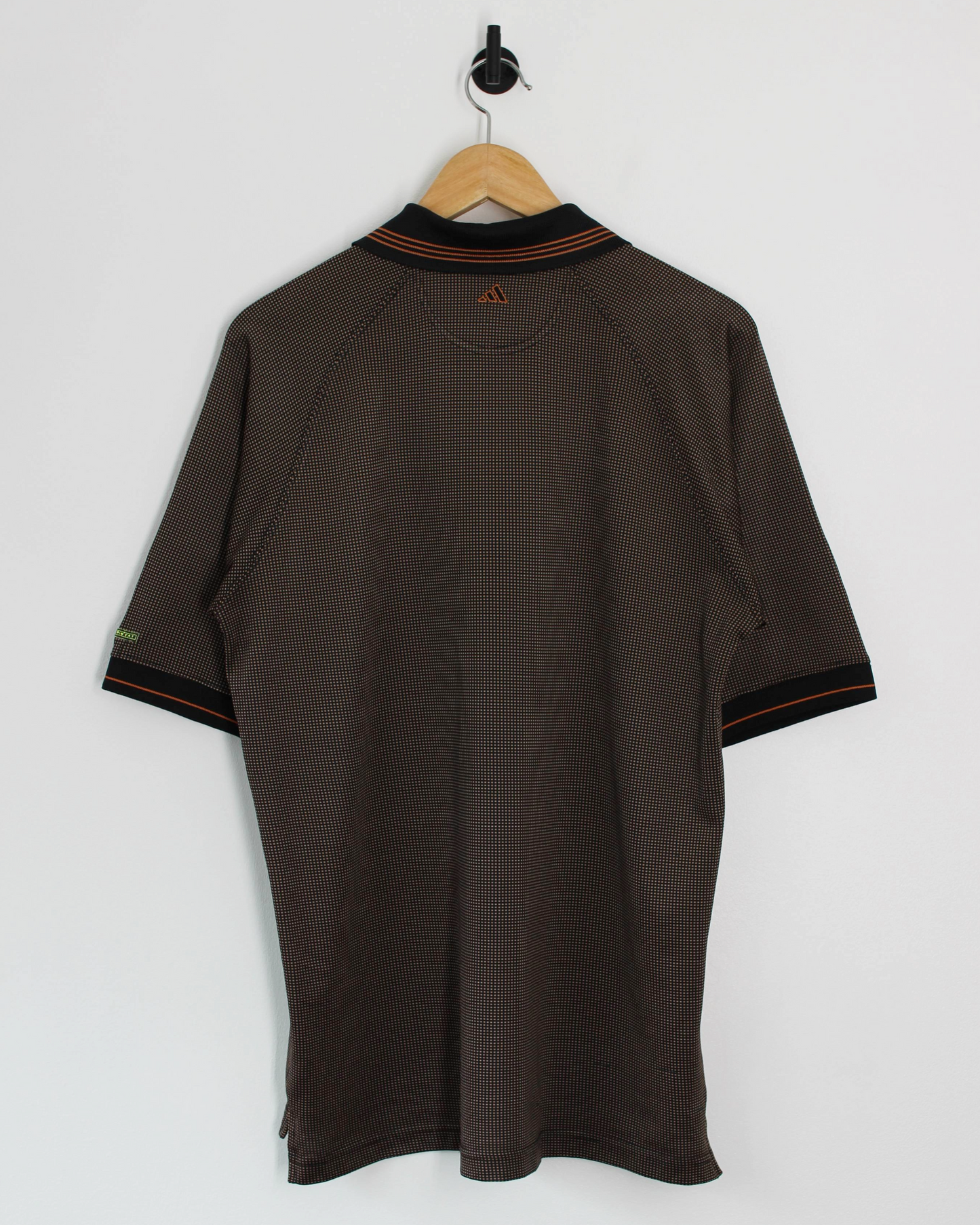 90s Adidas Orange/Black Soft Lightweight Weave Polo-Shirt (M)