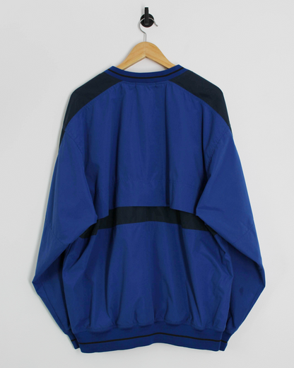 90s Nike Blue/Black V-Neck Windbreaker (L)