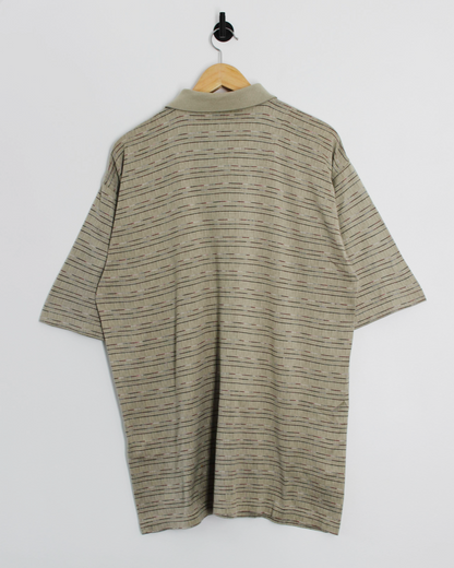 00s Pebble Beach Beige Patterned Polo-Shirt (L/XL)