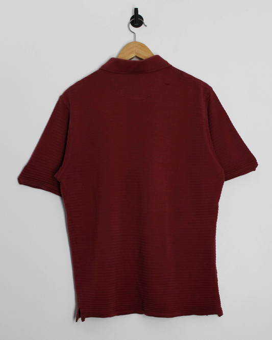 00s Nike Tiger Woods Deep Red Ribbed Polo-Shirt (M)