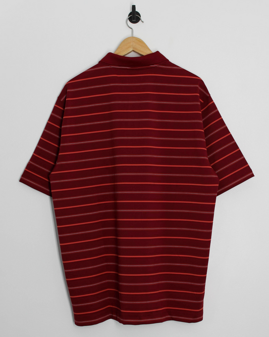 00s Nike Red Striped Polo-Shirt with Tags (XL)