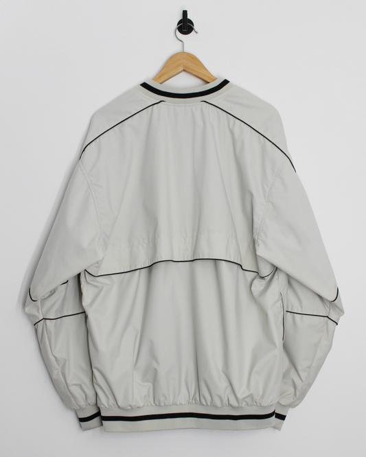 00s Nike Cream/Black V-Neck Windbreaker (L)