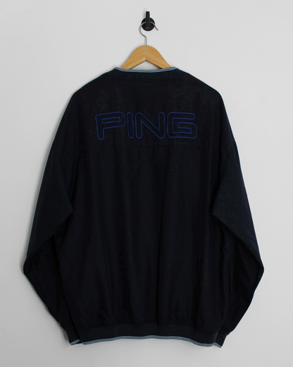 00s Ping Navy/Blue V-Neck Windbreaker (XL)