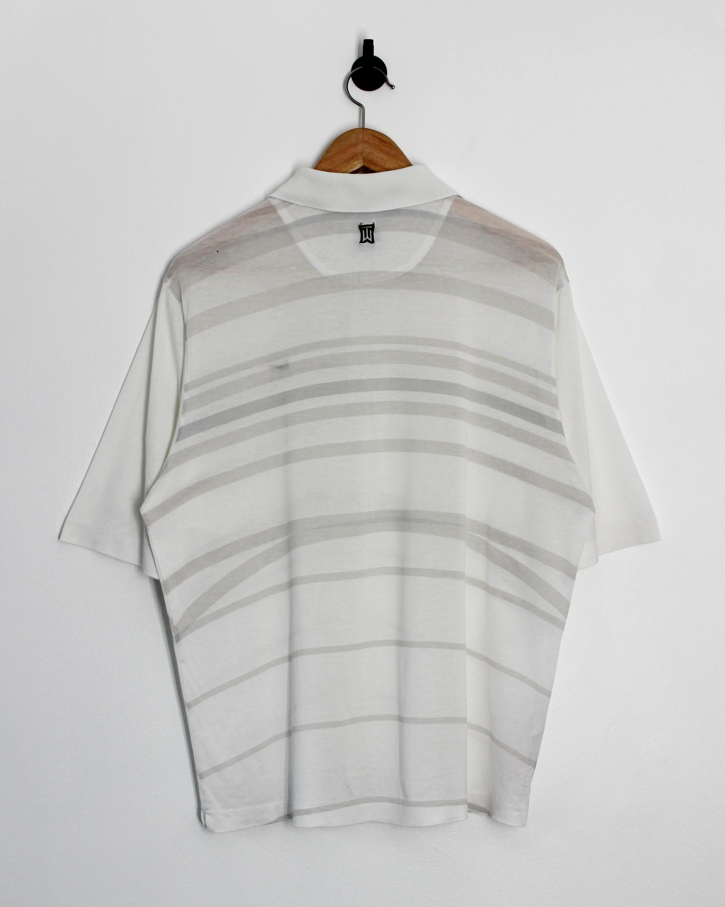 00s Nike Tiger White White Abstract Patterned Polo-Shirt (S)