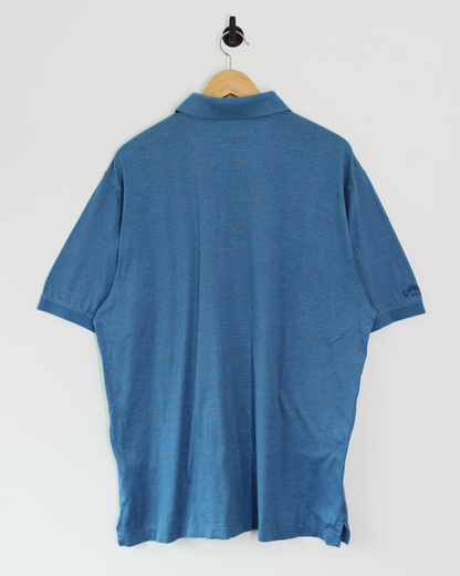 00s Callaway Blue Striped Polo-Shirt (L)