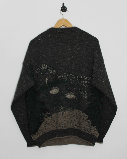 90s Gabicci Wool Graphic V-Neck Jumper (L)