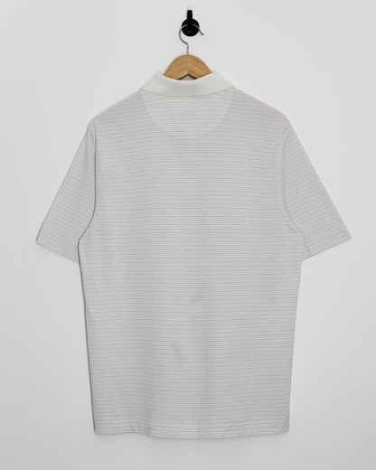 00s Nike Tiger Woods White Striped Polo-Shirt (M)
