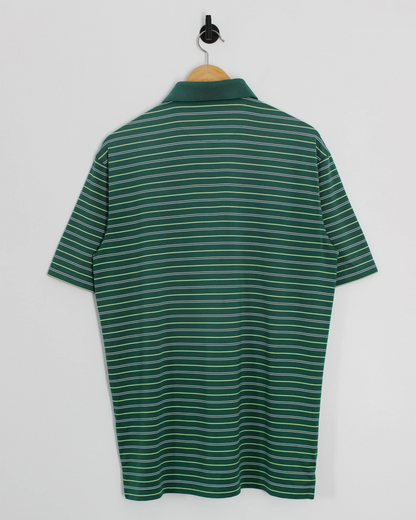 Modern Masters Tech Dark Green Striped Polo-Shirt (M)