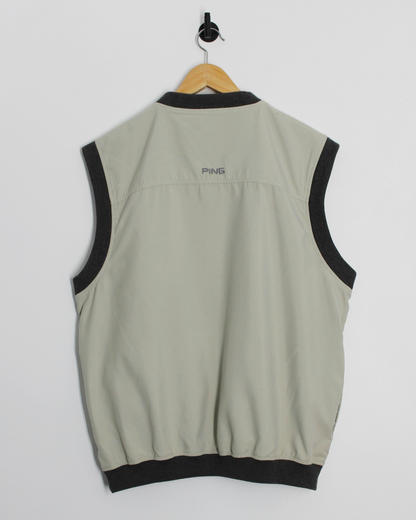 00s Ping Beige/Grey V-Neck Golf Vest (L)