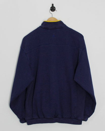 00s Adidas Navy/Yellow Quarter Zip Jumper (XS/S)