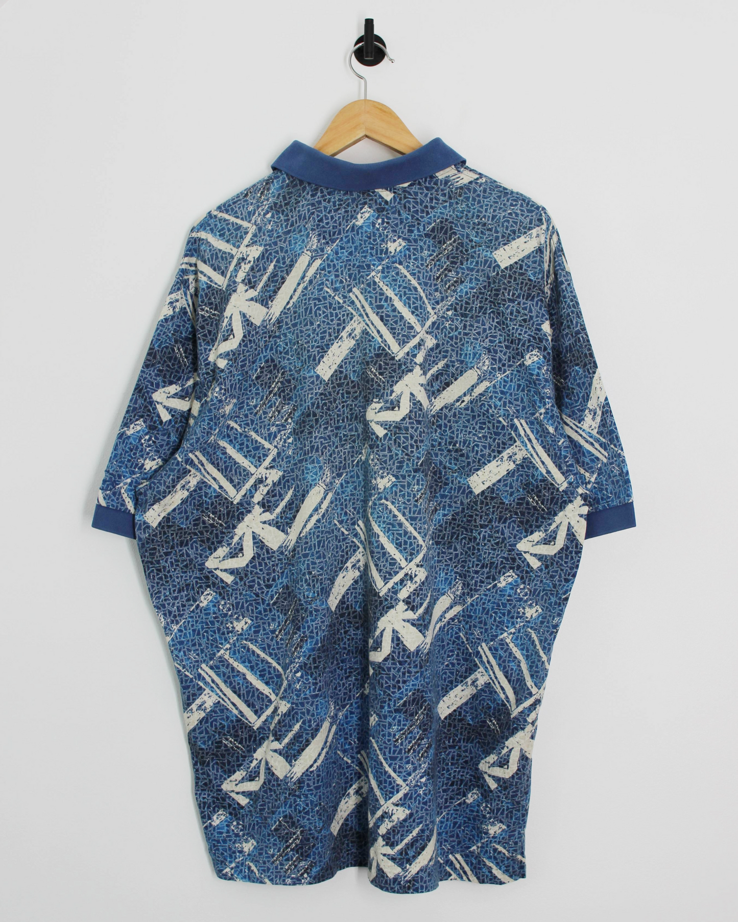 90s Nike Blue Abstract Polo-Shirt (XL)