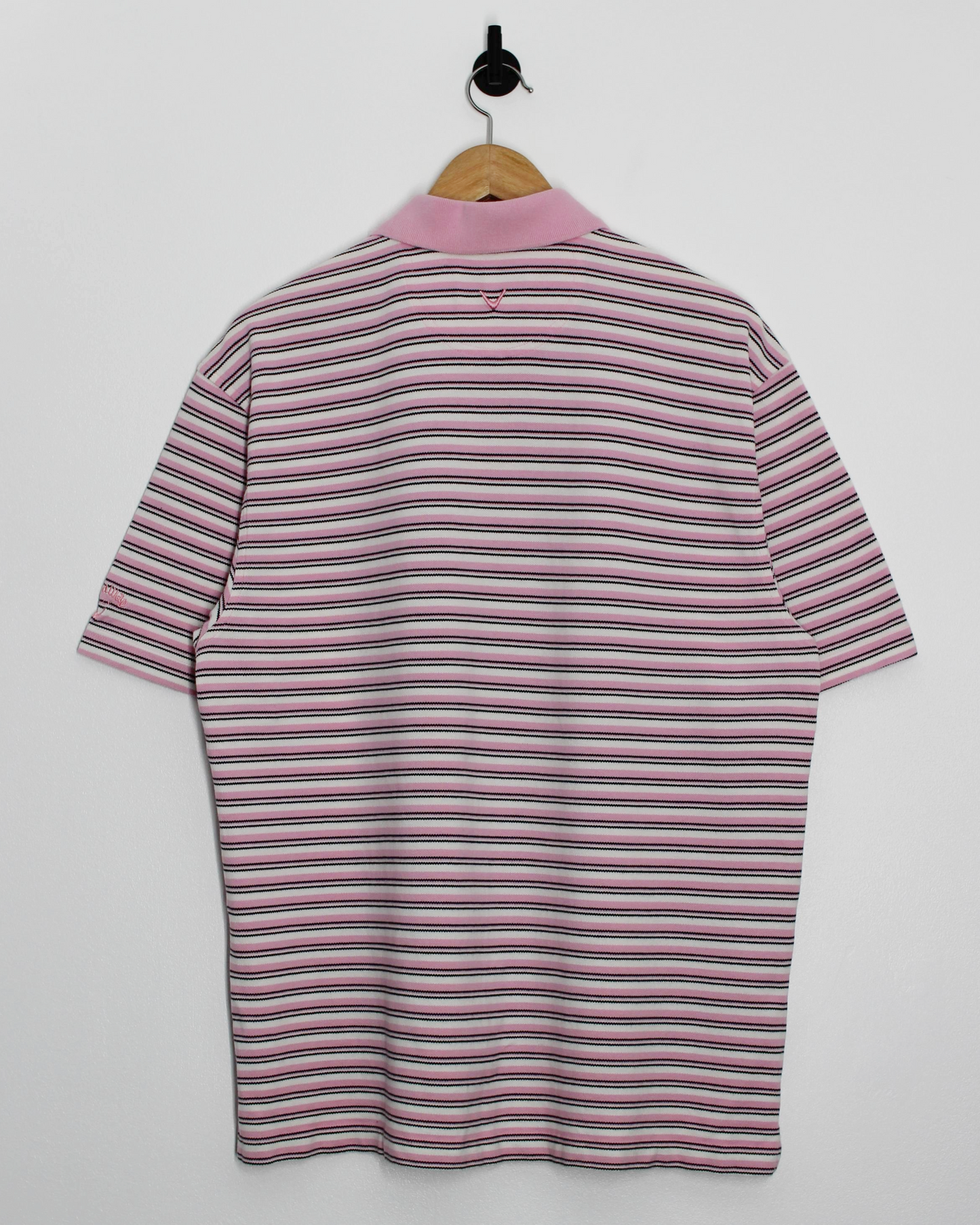 Callaway Pink/White Striped Polo-Shirt (M)