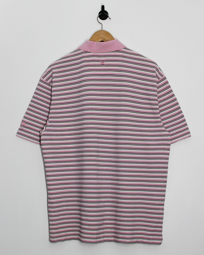 Callaway Pink/White Striped Polo-Shirt (M)