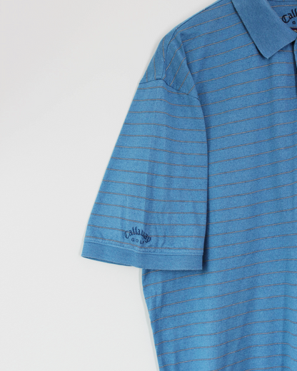 00s Callaway Blue Striped Polo-Shirt (L)
