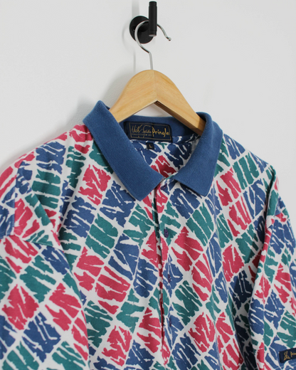90s Pringle Nick Flado Collection Abstract Polo-Shirt (L)