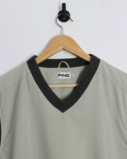 00s Ping Beige/Grey V-Neck Golf Vest (L)