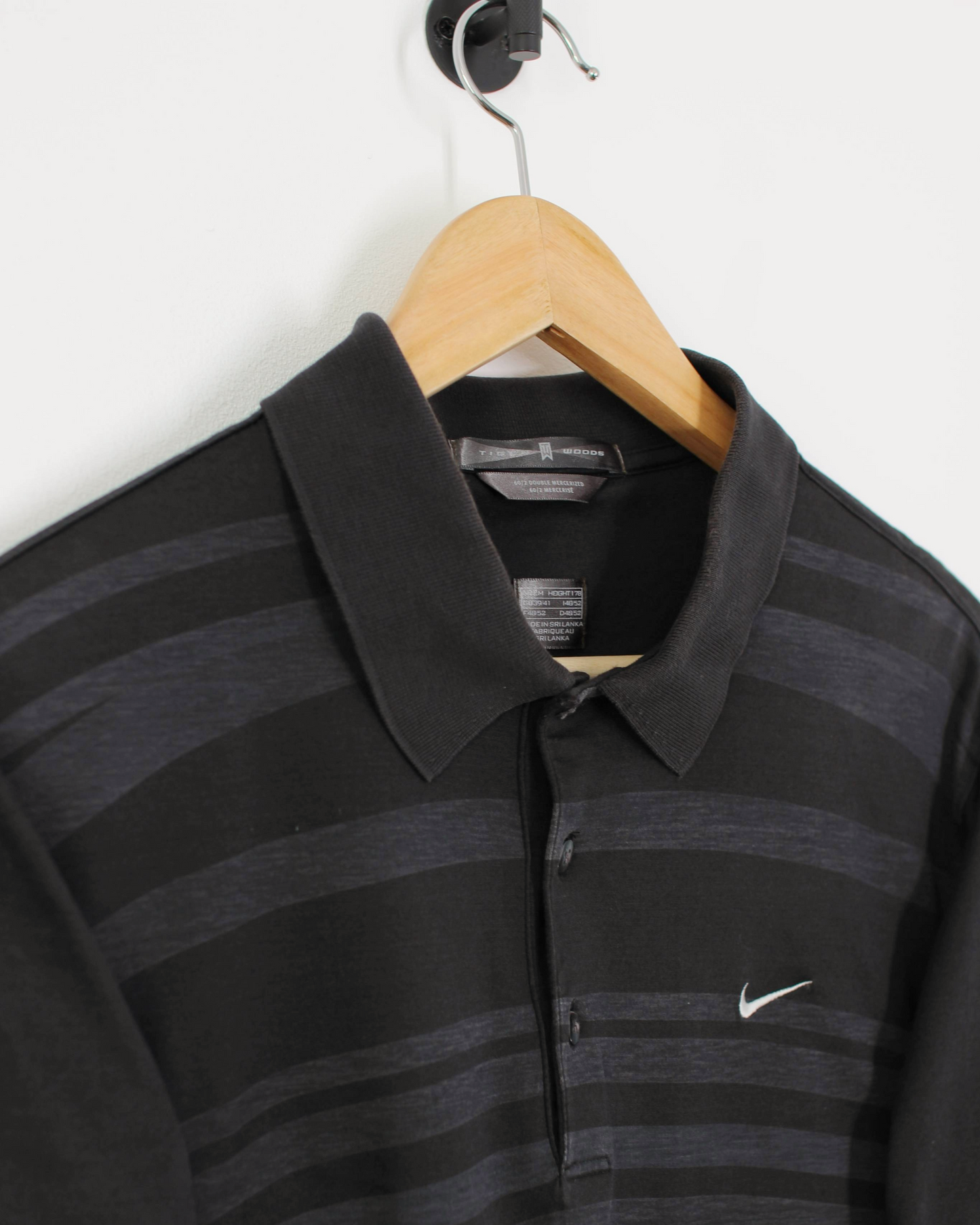 00s Nike Tiger Woods Black Patterned Polo-Shirt (M)