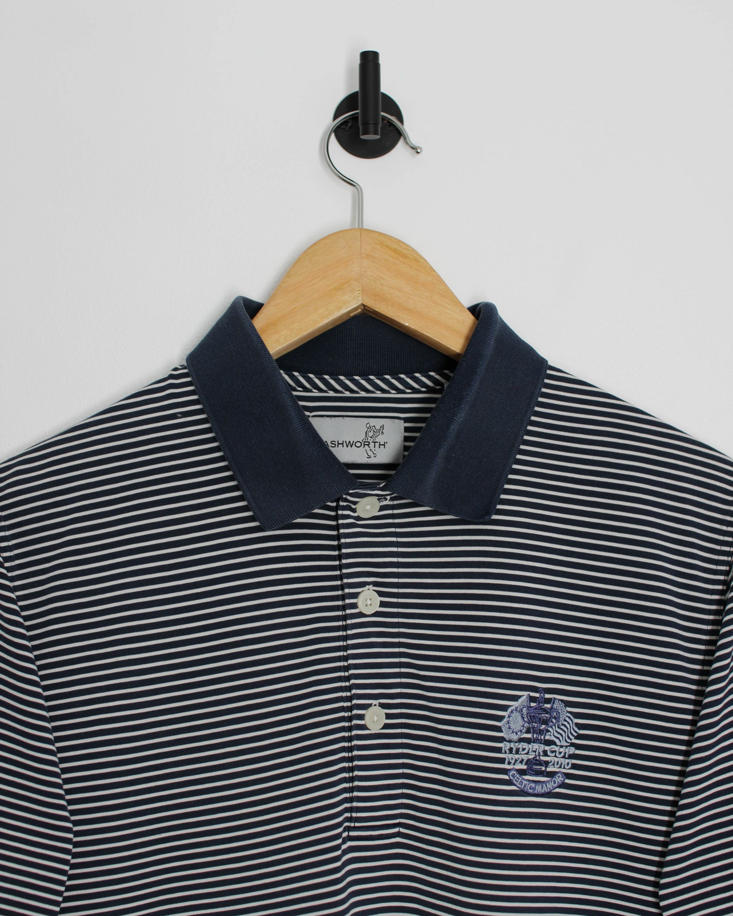 2010 Ryder Cup Ashworth Navy/White Striped Polo-Shirt (M)