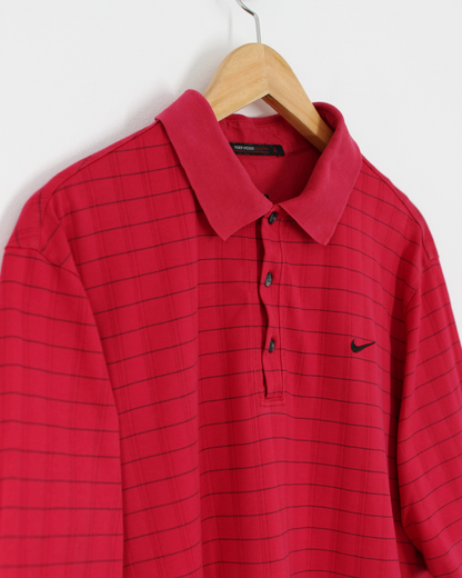 00s Nike Tiger Woods Red/Black Polo-Shirt (L)