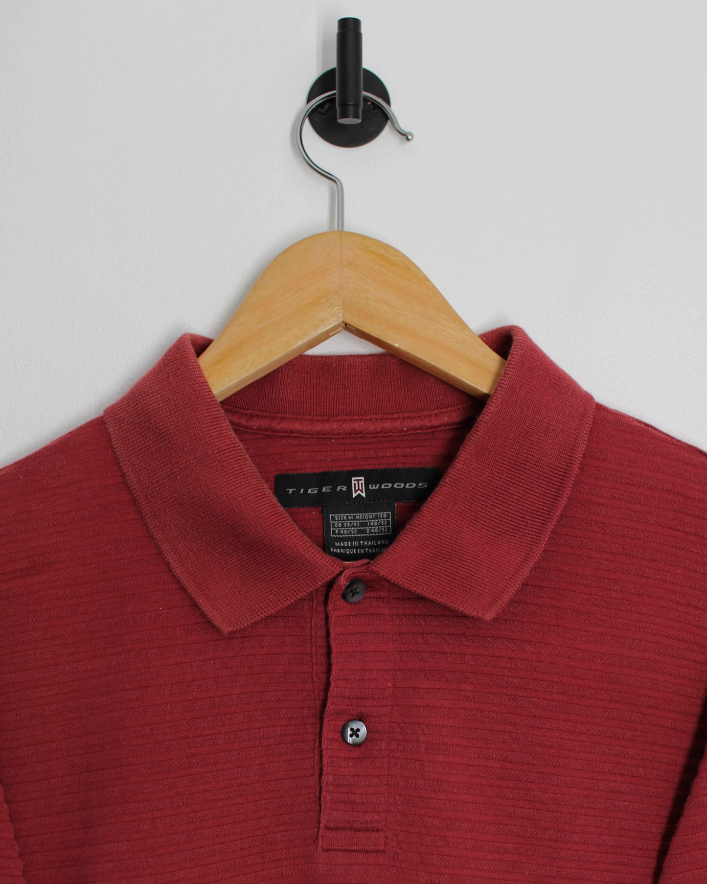00s Nike Tiger Woods Deep Red Ribbed Polo-Shirt (M)