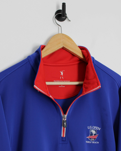 Modern 2019 US Open F&G Tech Blue/Red Quarter Zip Jumper (L)