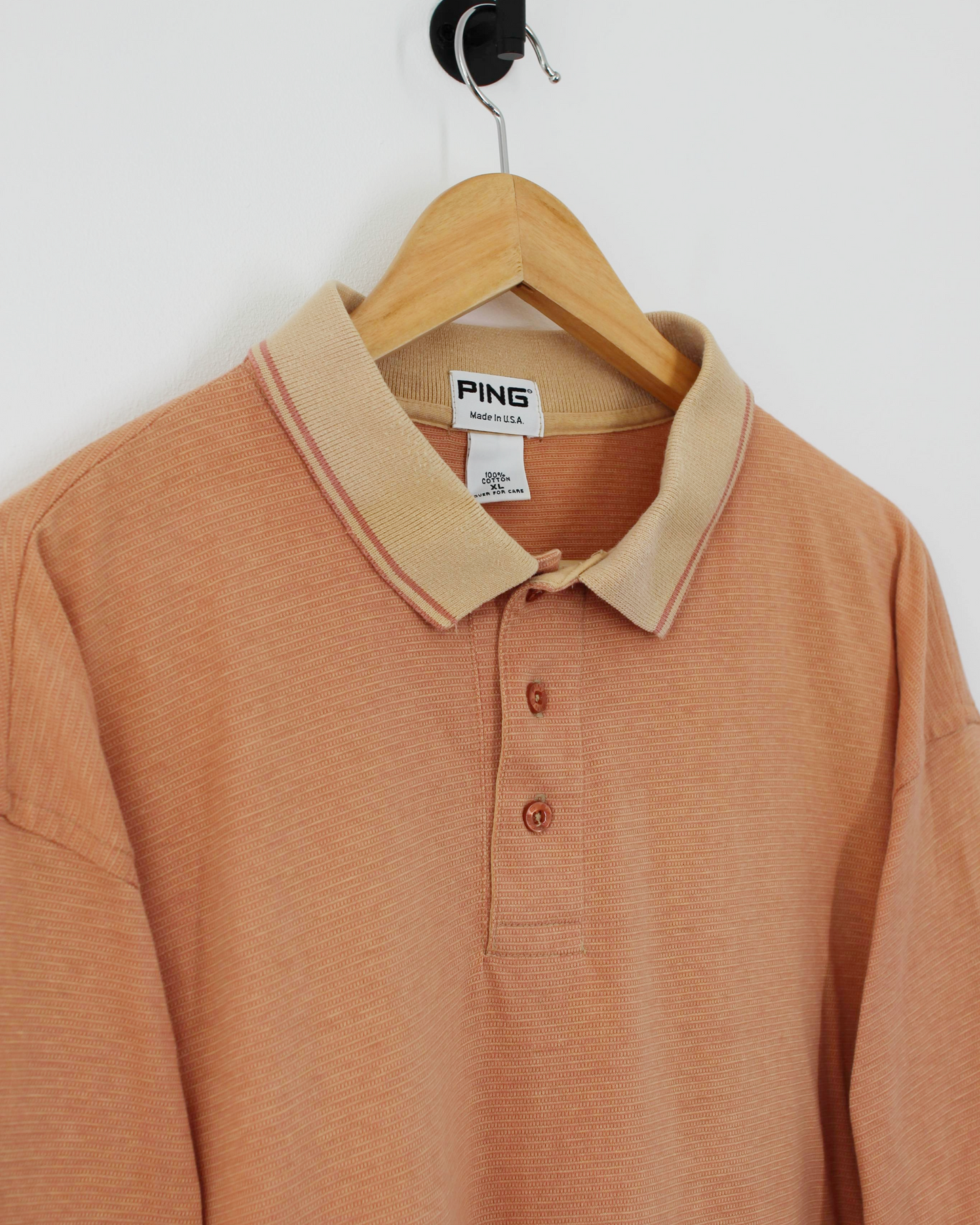 90s Ping Orange Cotton Polo-Shirt (XL)