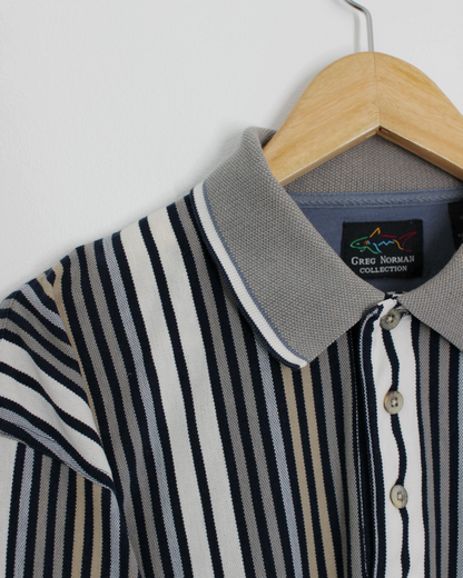 90s Greg Norman Abstract Striped Polo-Shirt (M)