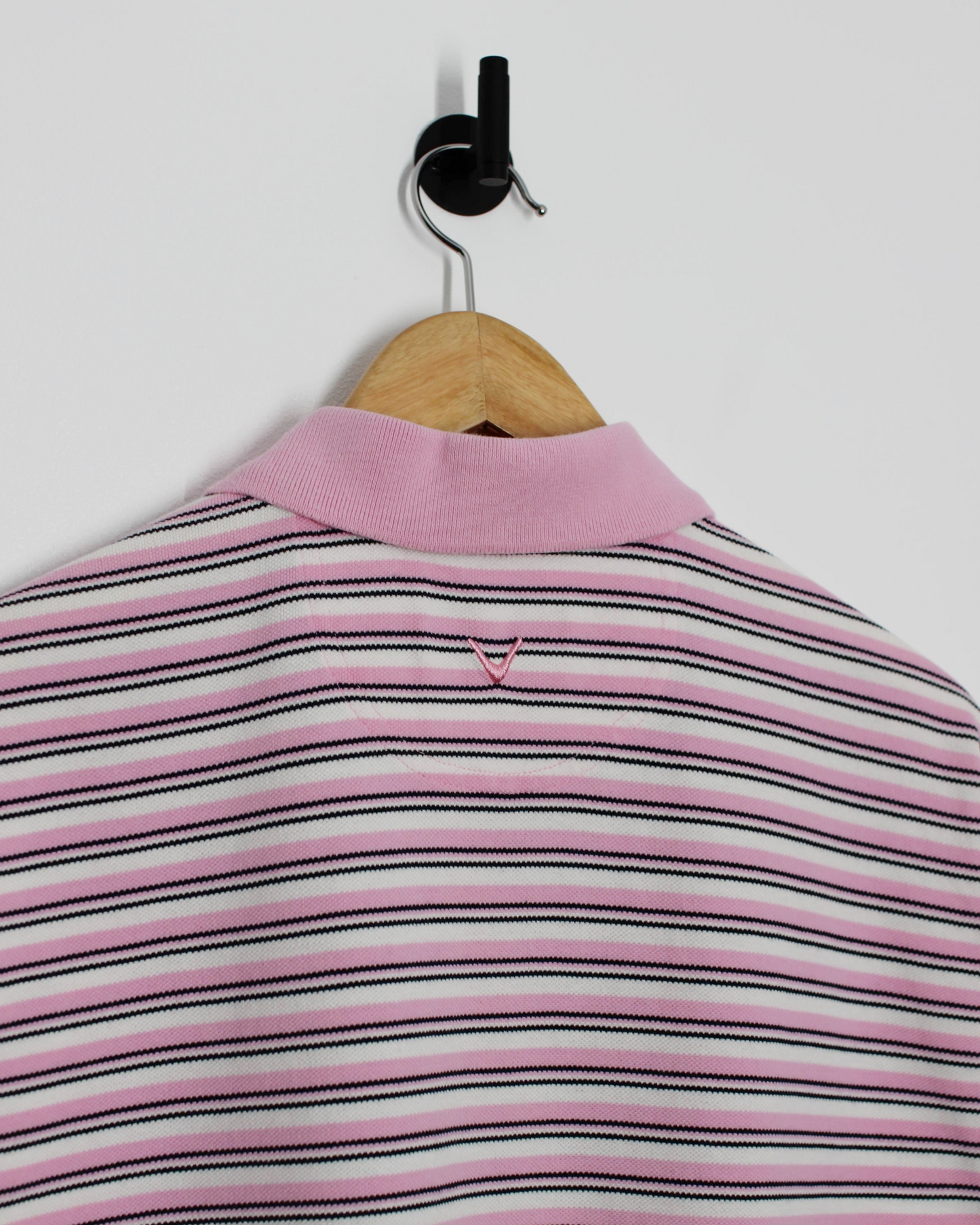 Callaway Pink/White Striped Polo-Shirt (M)